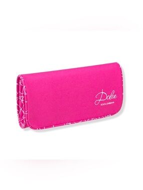 Dolce & Gabbana Hot Pink Foldover Travel Jewelry Bag with White Logo